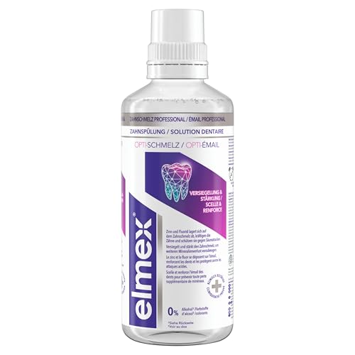 elmex® Zahnspülung Professional Opti-schmelz Versiegelung & Stärkung 400 ml – medizinische Zahnreinigung ohne Alkohol – versiegelt den Zahnschmelz zum Schutz vor Zahnschmelzabbau
