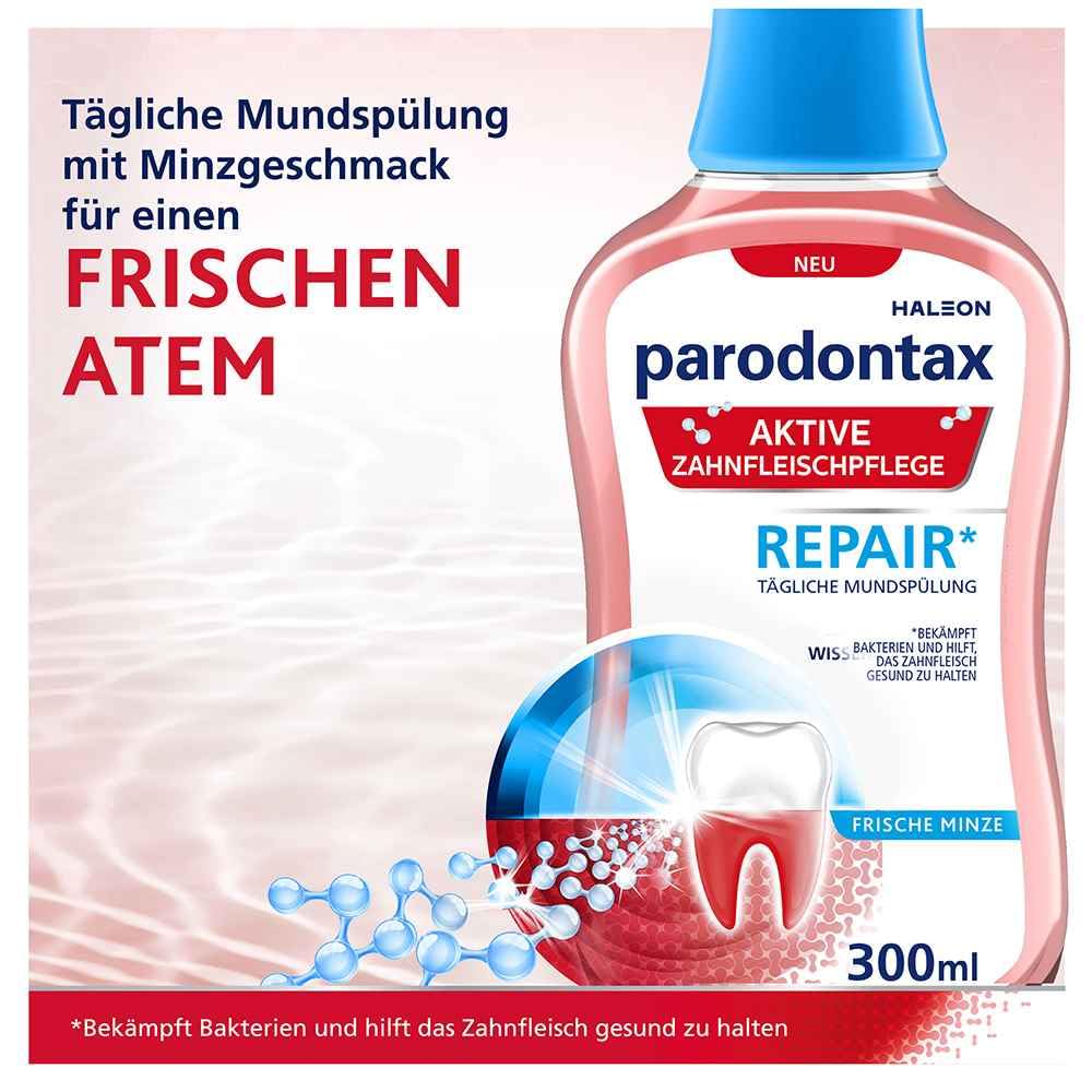 Parodontax Mundspülung Aktive Zahnfleischpflege- Repair*, 300ml mit frischem Minzgeschmack, alkoholfrei