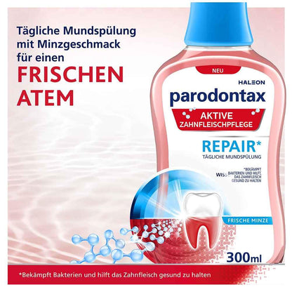 Parodontax Mundspülung Aktive Zahnfleischpflege- Repair*, 300ml mit frischem Minzgeschmack, alkoholfrei