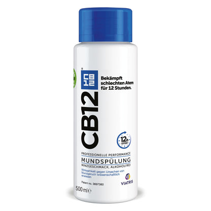 CB12 Mundwasser – Bekämpft die Ursache von Mundgeruch – wissenschaftlich nachgewiesener 12-Stunden-Effekt, Minz – 500 ml