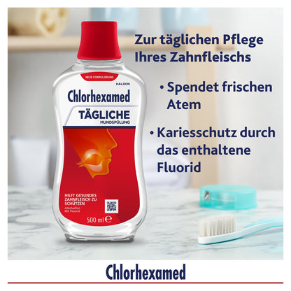 Chlorhexamed Tägliche Mundspülung, 500 ml für die tägliche Pflege und Reinigung mit Mundspülung antibakteriell