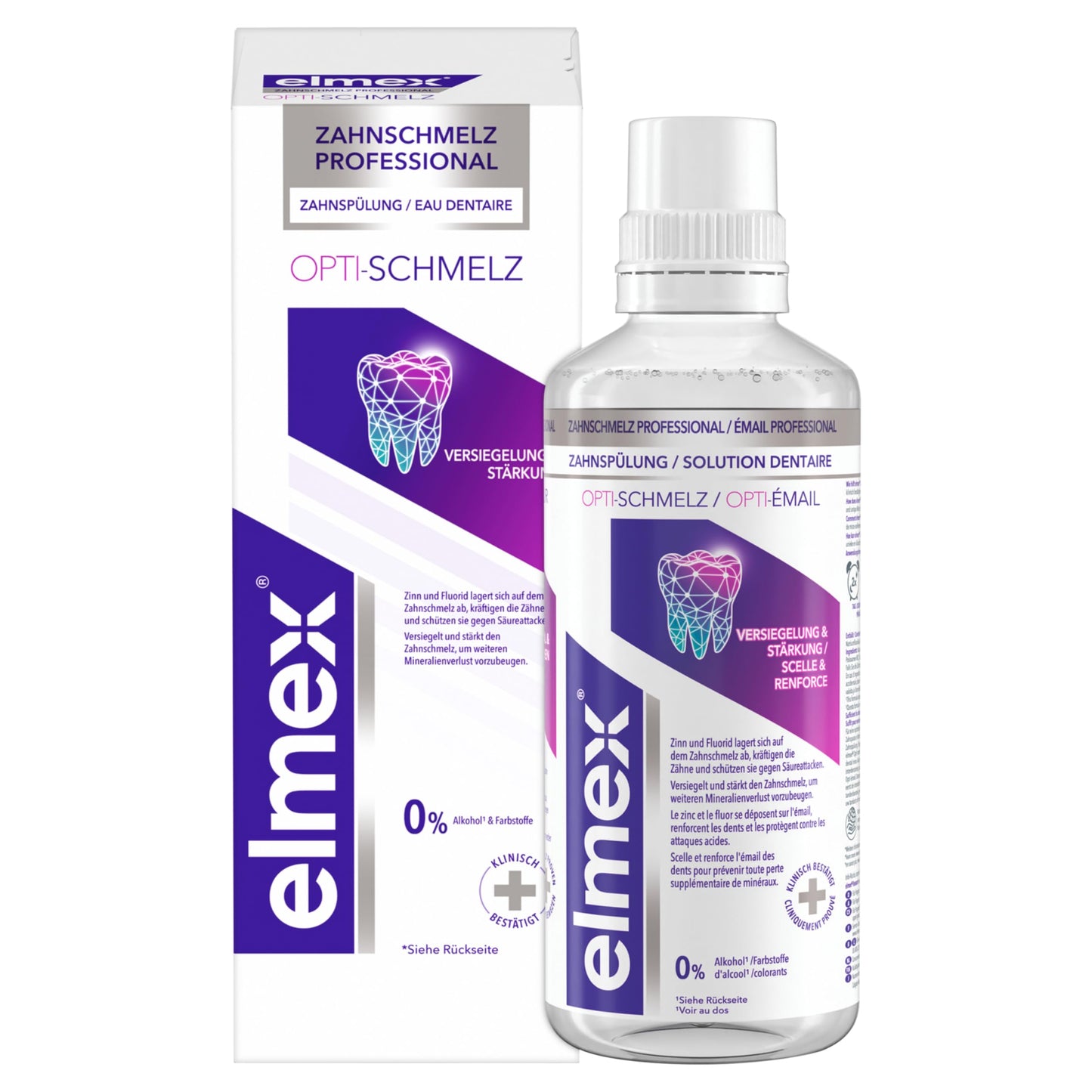 elmex® Zahnspülung Professional Opti-schmelz Versiegelung & Stärkung 400 ml – medizinische Zahnreinigung ohne Alkohol – versiegelt den Zahnschmelz zum Schutz vor Zahnschmelzabbau