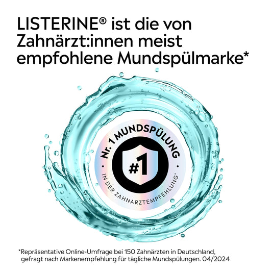 LISTERINE Cool Mint Mild 500 ml, antibakterielle Mundspülung mit ätherischen Ölen und ohne Alkohol, mildes Mundwasser bekämpft wirksam Bakterien, optimale Ergänzung zur täglichen Zahnpflege